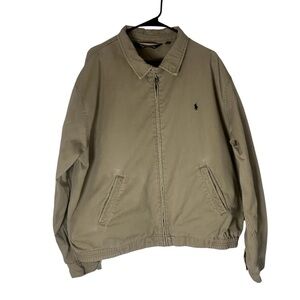 Polo Ralph Lauren Men's Beige Lightweight Cotton Jacket Zip Up Logo Bomber XXL